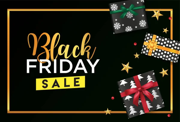 Black Friday Sale Banner Lettering Design Vector Illustration — Stock Vector