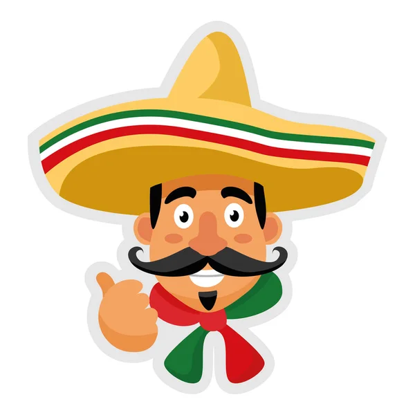 Χαριτωμένο Καρτούν Μεξικάνικο Σεφ Αντίχειρες Επάνω Διανυσματική Απεικόνιση — Διανυσματικό Αρχείο
