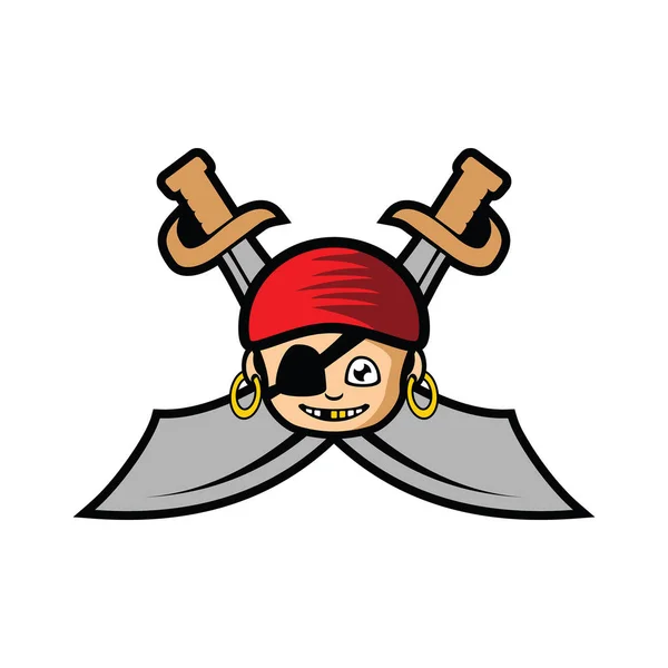 Niños piratas y espada — Vector de stock