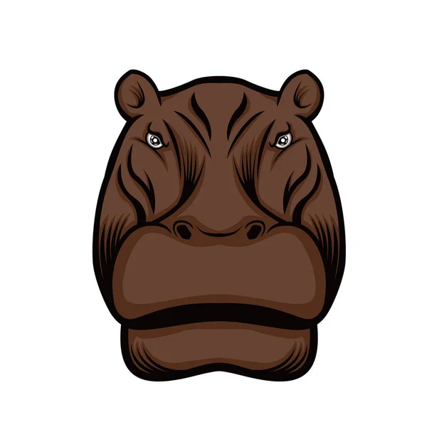 Hipopótamo cabeza vector vista frontal — Vector de stock
