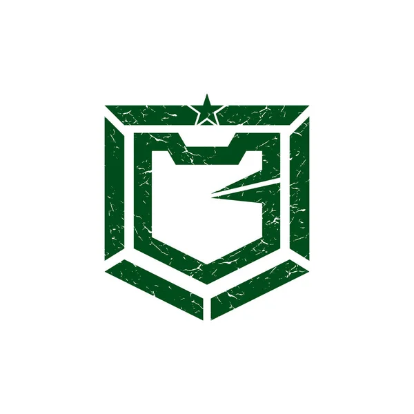 Tarcza wojskowa odznaka z kombinacji litera C — Wektor stockowy