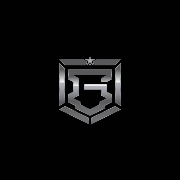 Metalen militaire schild badge van de letter G — Stockvector
