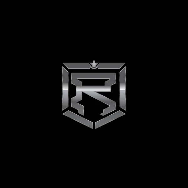 Metalen militaire schild badge van de letter R — Stockvector