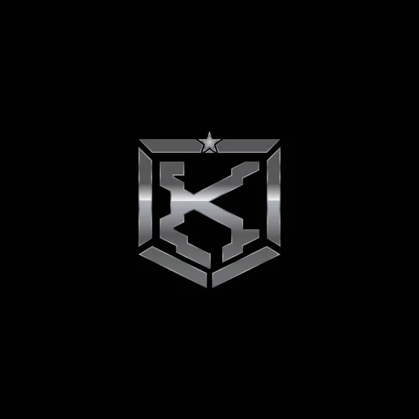 Metalen militaire schild badge van de letter K — Stockvector