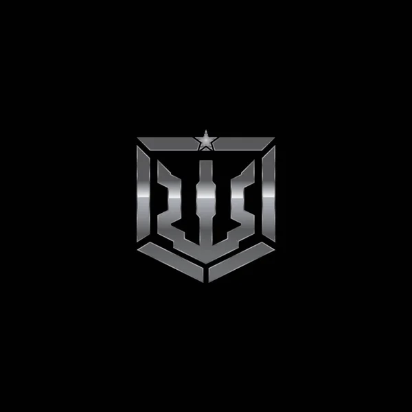 Metalen militaire schild badge van de letter W — Stockvector