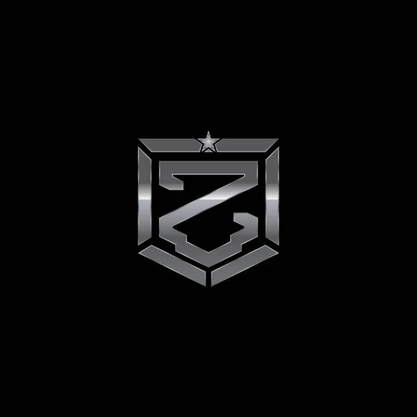 Metalen militaire schild badge van de letter Z — Stockvector