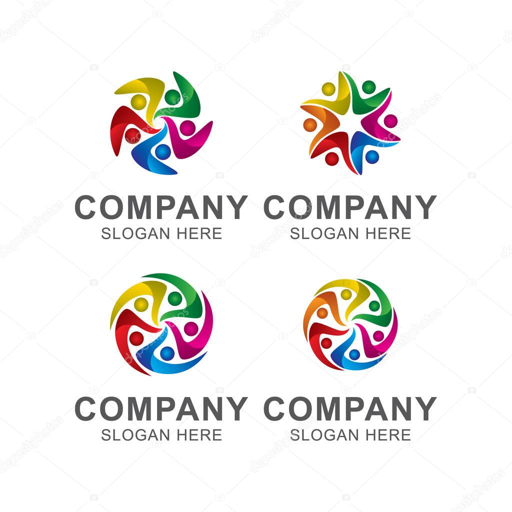 Humans circle Great for community connecting Logo design vector illustration