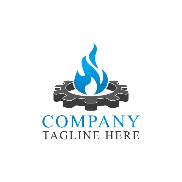 Vetor de logotipo de ícone de engrenagem e gás — Vetor de Stock