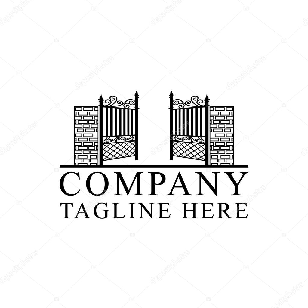 Black open gate logo icon vector illustration