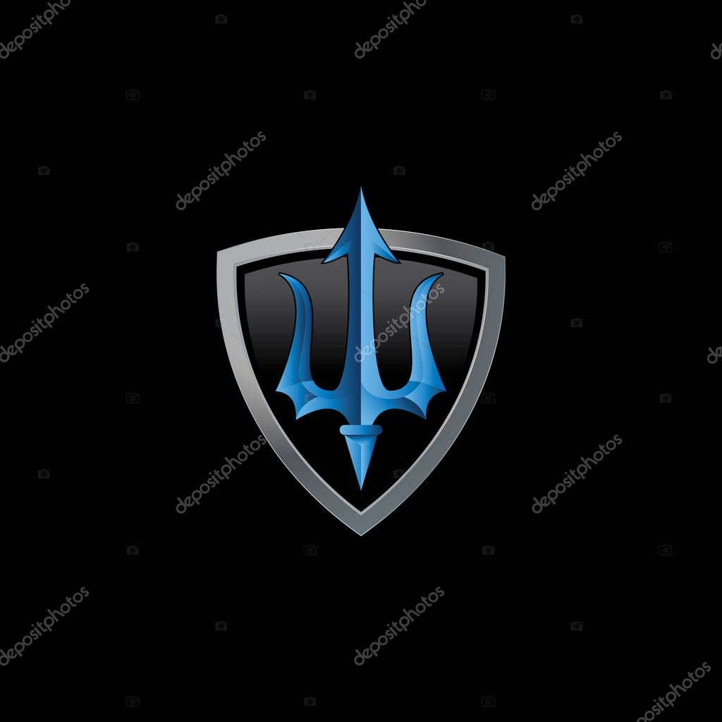 Metallic trident icon logo template vector illustration