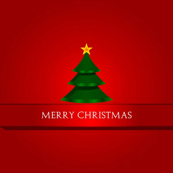 Veselé Vánoční Text Zelený Strom Vektorové Pozadí Obrázek — Stockový vektor
