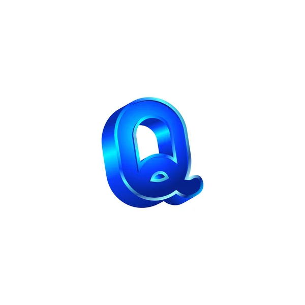 Alfabeto Letra Vector Cor Azul Metálico — Vetor de Stock