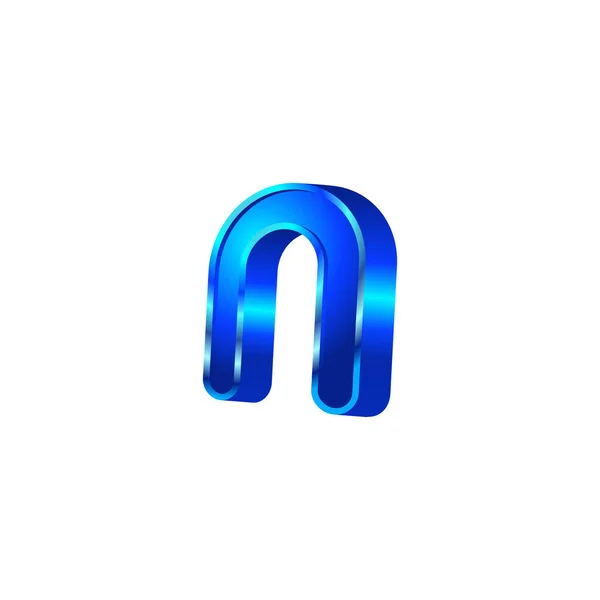 Alphabet Letter Vector Metallic Blue Color — Stock Vector