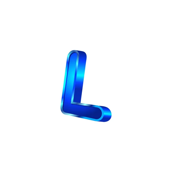 Alfabet Letter Vector Metallic Blauwe Kleur — Stockvector