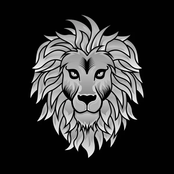 Black White Lion Head Vektorové Ilustrace — Stockový vektor