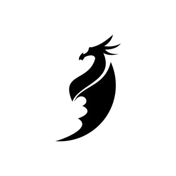 Illustration Vectorielle Silhouette Dragon Noir — Image vectorielle