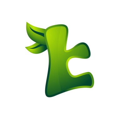 T harfi doğal simgesi logo vektör