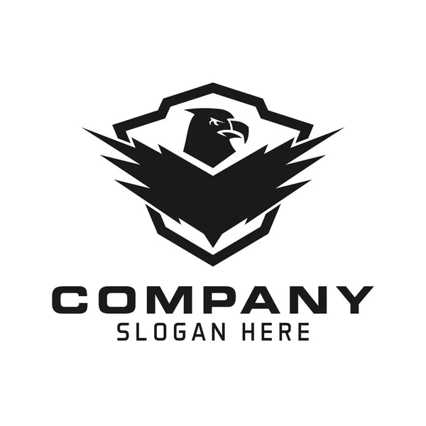 Águia Escudo Logo Preto Branco Desenho Vetor Ilustração —  Vetores de Stock