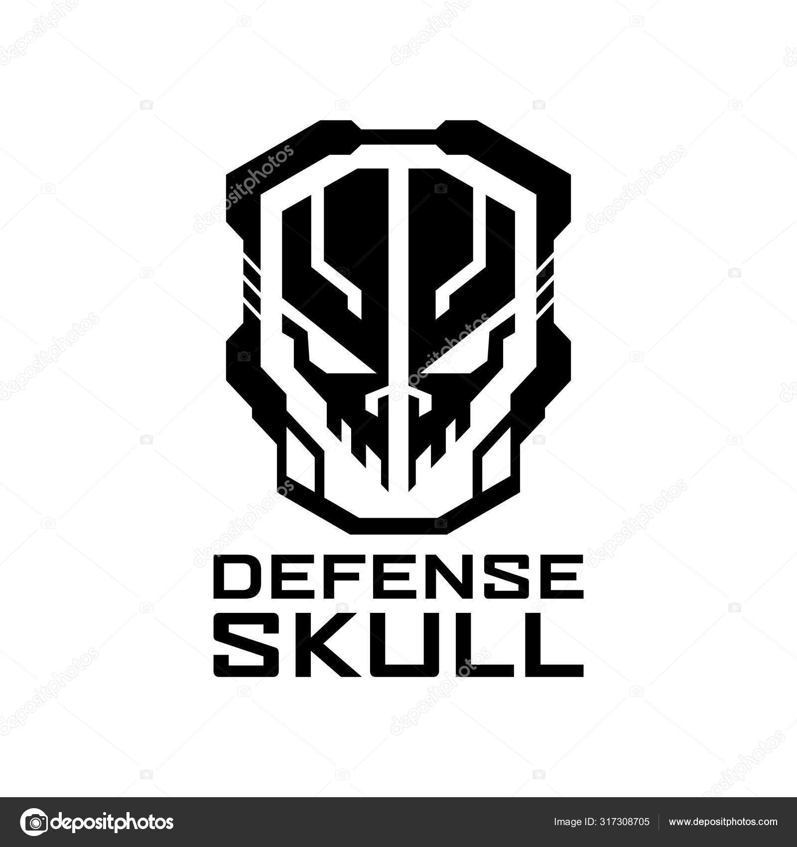 Tactical Defense Shield Skull Logo Design Template Military Armory