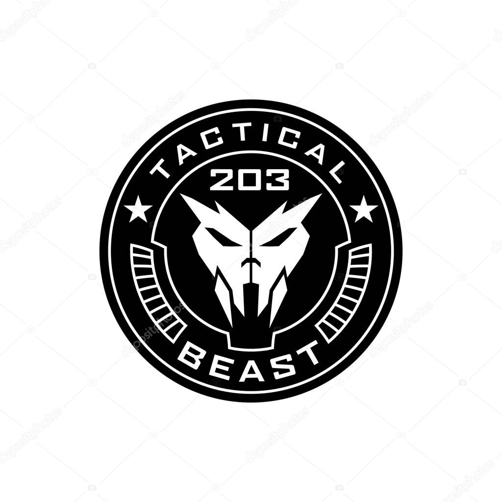 Tactical skull beast logo design template for military, armory, tactical, gear, shop, weapon, army, and other