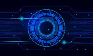 Çember Radikal Teknoloji Fütüristik Dijital Devre Teknolojisi Arkaplan Vektör Çizimi.