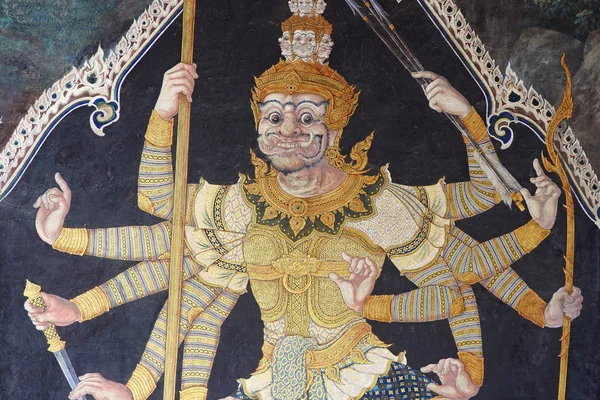 Ramayana Wat Pra Kaew, Bangkok, Tayland, Thailand, duvar resmi — Stok fotoğraf