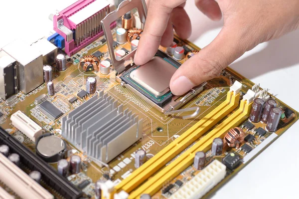 Cpu op de computer installeren — Stockfoto