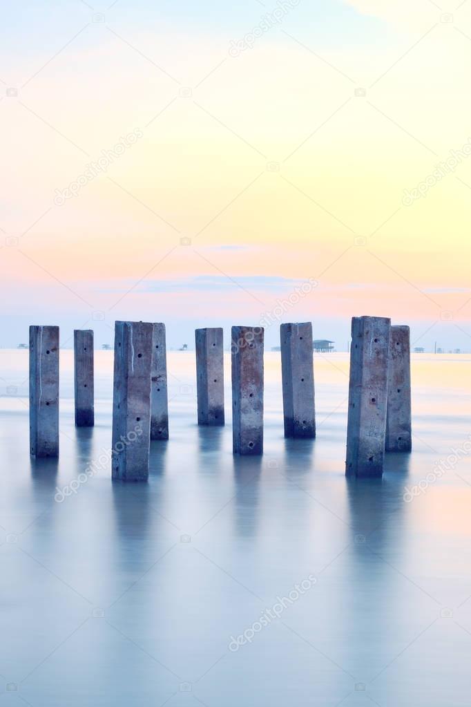 sea blure and pole
