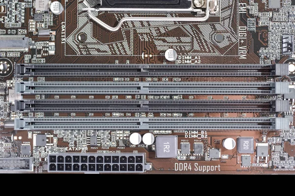 Ranura ddr4 en la placa principal — Foto de Stock