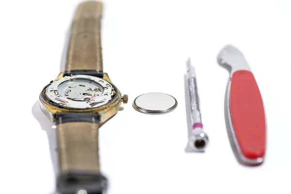 Corrigir relógio e ferramentas — Fotografia de Stock
