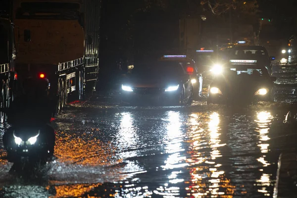 Flooded Roads Bangkok Night Aftre Raining — Stock Photo, Image