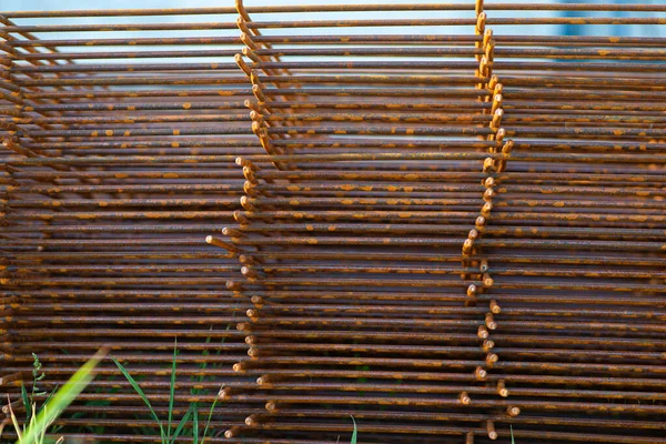 Fechar Grade Aço Para Construção Local Trabalho — Fotografia de Stock