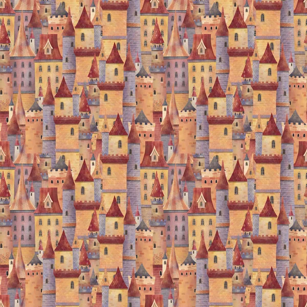 Seamless pattern old medieval castle.