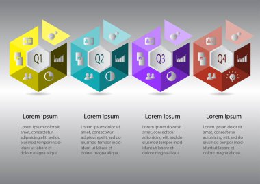 3D Dijital illüstrasyon Infographic soyut. Vektör çizim iş akışı düzeni, diyagram, numarası seçenekleri, web tasarım için kullanılabilir. Broşür, iş için vektör çizim şablonu.