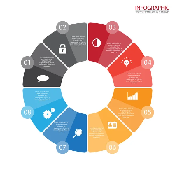 Ensemble d'infographies de flèches de cercle vectoriel. Modèle de diagramme, graphique, présentation et graphique. Concept d'entreprise avec options, pièces, étapes ou processus. Contexte abstrait . — Image vectorielle