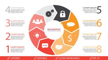 Vektör daire okları infographics ayarlayın. Diyagramı, grafik, sunum ve grafik şablonu. Seçenekler, parça, adımları ya da işlemler ile iş kavramı. Arka plan.