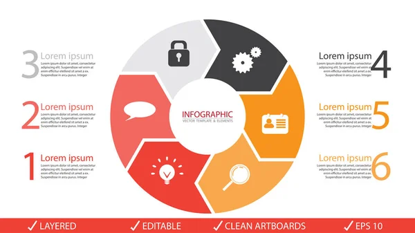 Vector círculo flechas infografías conjunto. Plantilla para diagrama, gráfico, presentación y gráfico. Concepto de negocio con opciones, piezas, pasos o procesos. Fondo abstracto . — Vector de stock