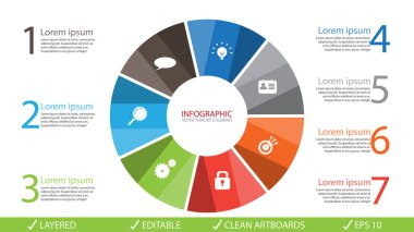 Vektör daire okları infographics ayarlayın. Diyagramı şablonu