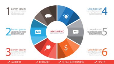 Vektör daire okları infographics ayarlayın. Diyagramı şablonu