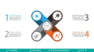 Vektör daire okları infographics ayarlayın. Diyagramı, gra için şablon