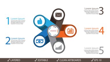 Vektör daire okları infographics ayarlayın. Diyagramı, gra için şablon