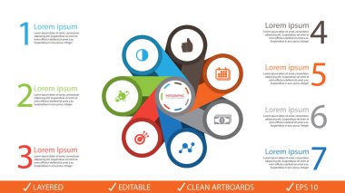 Vektör daire okları infographics ayarlayın. Diyagramı, gra için şablon