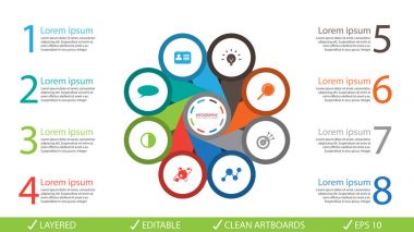 Vektör daire okları infographics ayarlayın. Diyagramı, gra için şablon