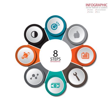 Vektör daire okları infographics ayarlayın. Diyagramı, gra için şablon