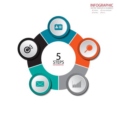 Vektör daire okları infographics ayarlayın. Diyagramı, gra için şablon
