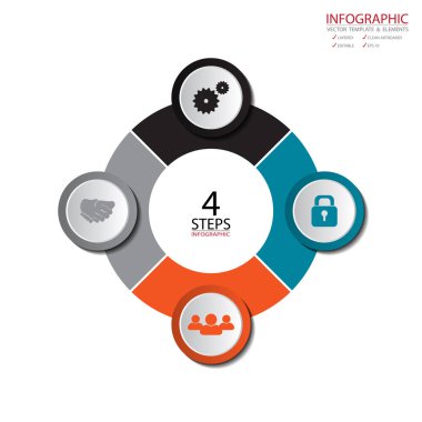 Vektör daire okları infographics ayarlayın. Diyagramı, gra için şablon