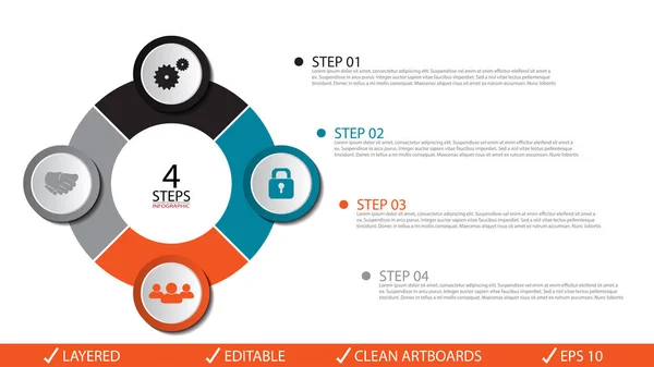 Vector círculo flechas infografías conjunto. Plantilla para diagrama, gra — Vector de stock