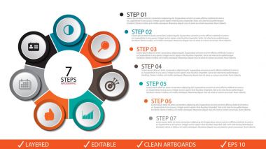 Vektör daire okları infographics ayarlayın. Diyagramı, gra için şablon