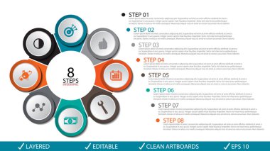 Vektör daire okları infographics ayarlayın. Diyagramı, gra için şablon