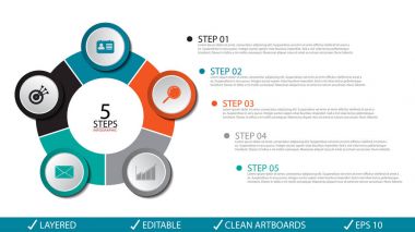 Vektör daire okları infographics ayarlayın. Diyagramı, gra için şablon